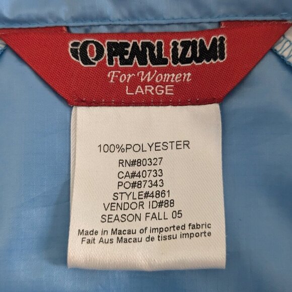 Pearl Izumi Jacket Women's Size Large Blue White Cycling Rip Stop Long Sleeve - Picture 3 of 16